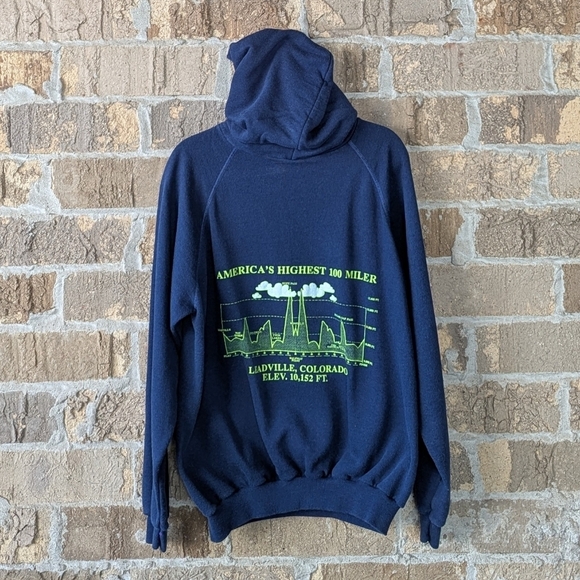 VTG 80s Hanes Leadville Trail 100 Race Across The Sky Finisher Hoodie Size XL - Picture 3 of 7